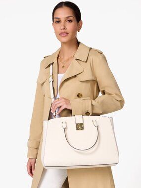 New Kate Spade Phoebe Commuter Tote Refined Grain Leather Meringue